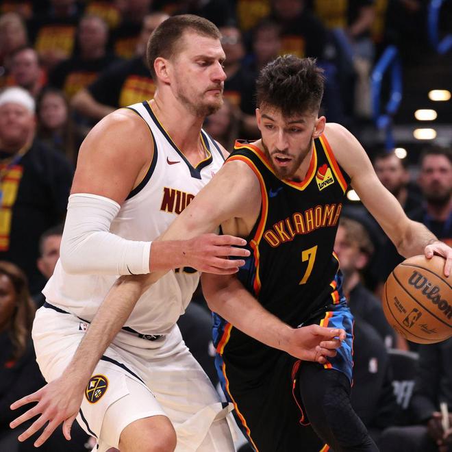 NBA季后赛半决赛掘金VS雷霆G2激战，约基奇威少领衔精彩对决