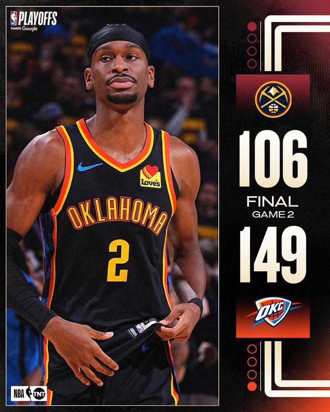 NBA季后赛半决赛掘金VS雷霆G2激战，约基奇威少领衔精彩对决