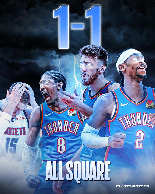 NBA季后赛半决赛掘金VS雷霆G2激战，约基奇威少领衔精彩对决